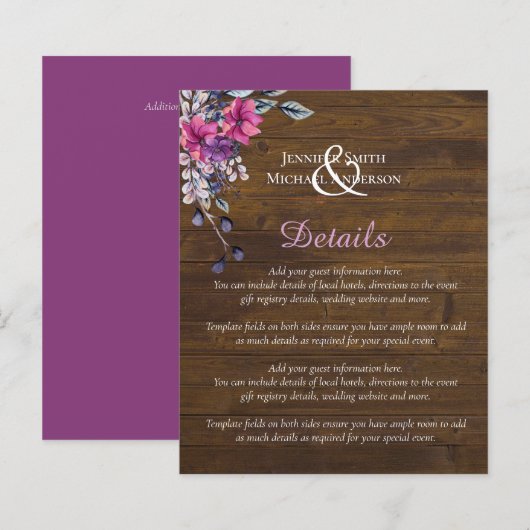 Rustic Fuchsia Floral Woodland Wedding (Front/Back)