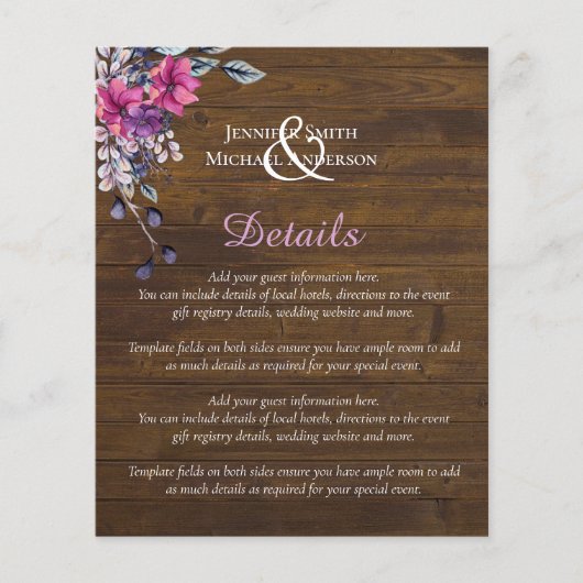 Rustic Fuchsia Floral Woodland Wedding (Front)