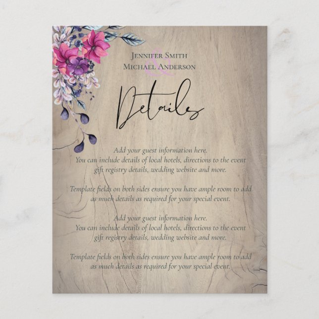 Rustic Fuchsia Floral Woodland Wedding (Front)