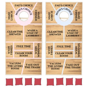 Rustic Fun Family Chores Cornhole Set