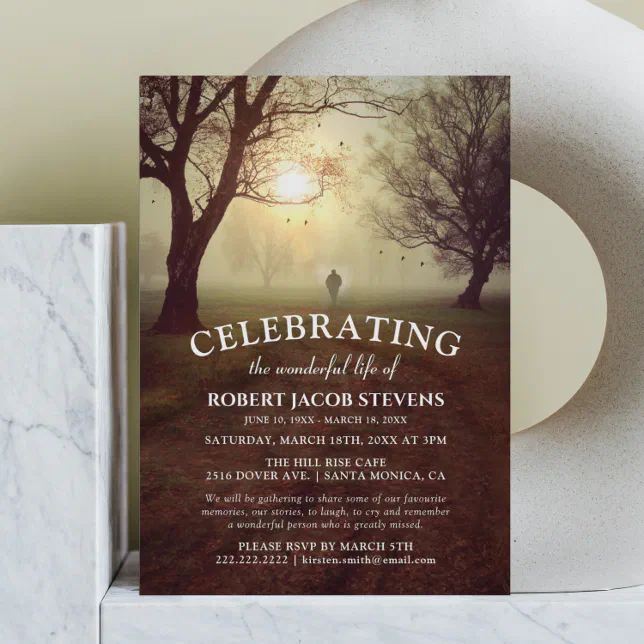 Rustic Funeral | Celebrating Life Memorial Photo Invitation | Zazzle