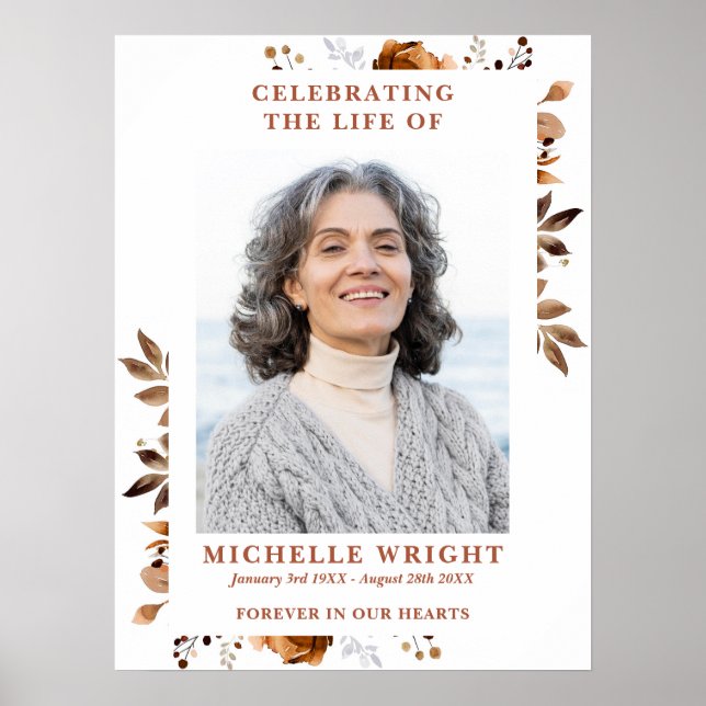 Rustic Funeral Celebration Of Life Photo Sign (Front)