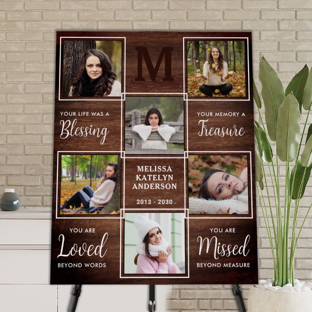Rustic Funeral In Loving Memory Photos Memorial Foam Board (Creator Uploaded)
