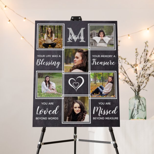 Rustic Funeral Memorial Personalized Photo Collage Foam Board | Zazzle