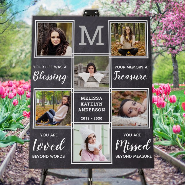 Rustic Funeral Memorial Personalized Photo Collage Foam Board (Creator Uploaded)