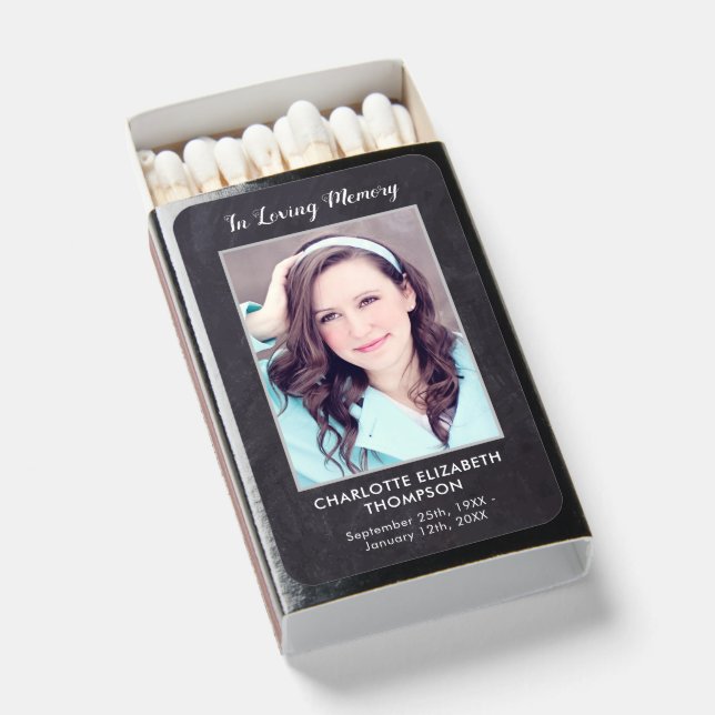 Rustic Funeral Memorial Photo Remembrance   Matchboxes (Front Open)