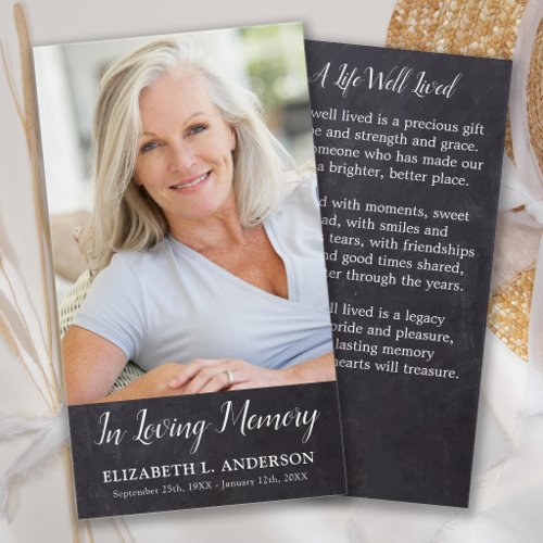 Rustic Funeral Memorial Photo Sympathy Prayer Card