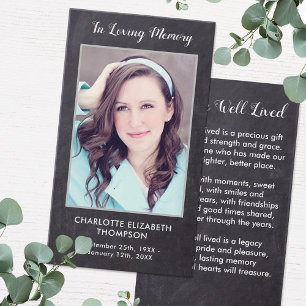 Rustic Funeral Memorial Photo Sympathy Prayer Card