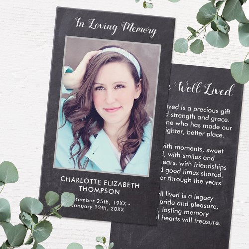 Rustic Funeral Memorial Photo Sympathy Prayer Card
