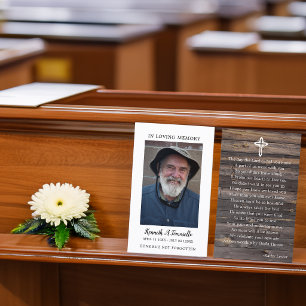 Rustic Funeral Memorial Prayer Photo Card