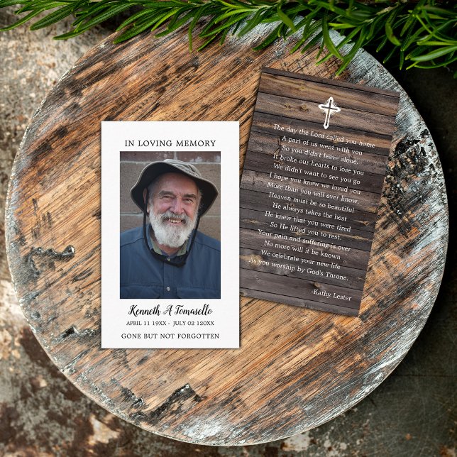 Rustic Funeral Memorial Prayer Photo Card (Creator Uploaded)