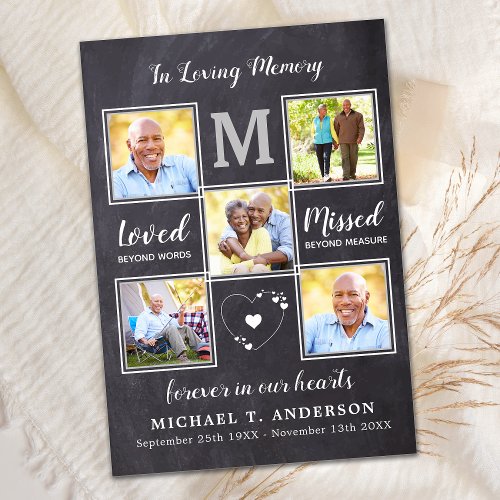 Rustic Funeral Memorial Sympathy Photo Collage Thank You Card