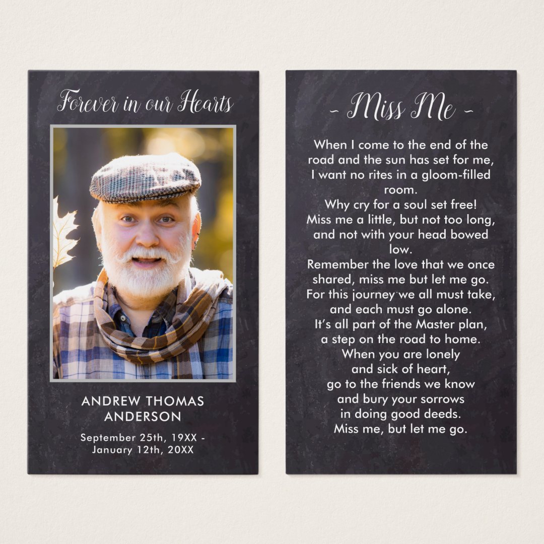 Rustic Funeral Photo Sympathy Memorial Prayer Card | Zazzle