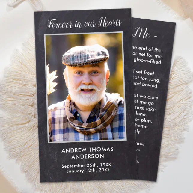 Rustic Funeral Photo Sympathy Memorial Prayer Card | Zazzle