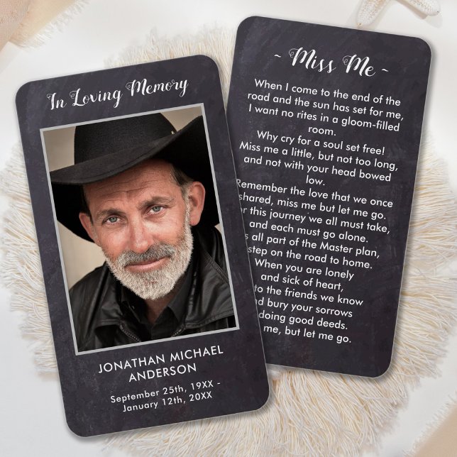 Rustic Funeral Photo Sympathy Memorial Prayer Card (Creator Uploaded)