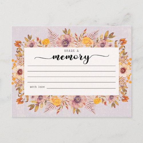 Rustic Funeral Share a Memory Condolences Card