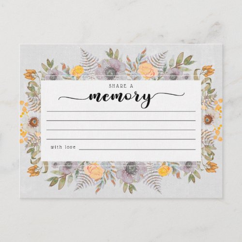 Rustic  Funeral Share a Memory Condolences Card