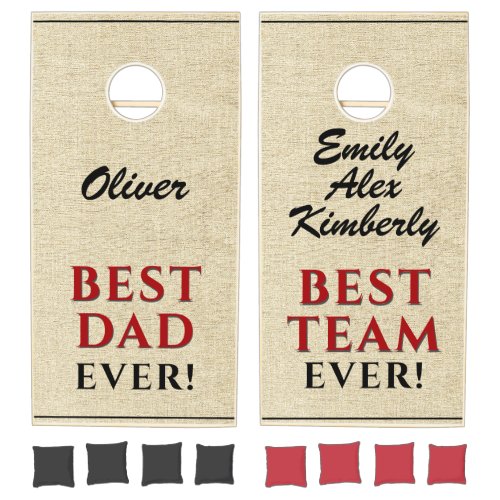 Rustic Funny Best Dad Ever Fathers Day Family Cornhole Set