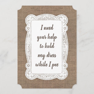 Rustic Funny Bridesmaid / Maid of Honor Proposal Invitation