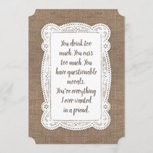 Rustic Funny Bridesmaid / Maid of Honor Proposal Invitation