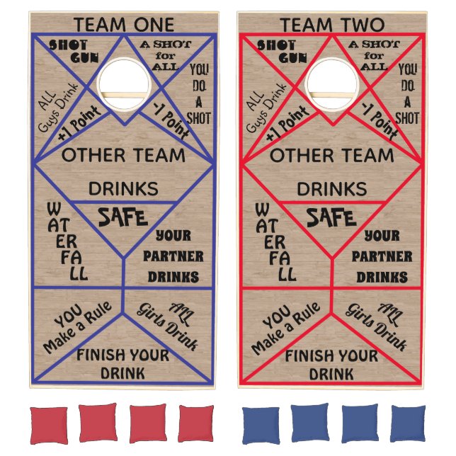 Rustic FUNNY Cornhole Drinking Game Rules (Set)