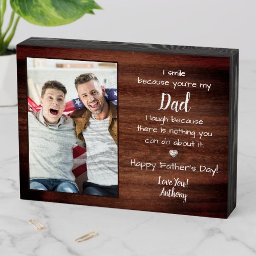 Rustic Funny Dad Poem Custom Photo Fathers Day  Wooden Box Sign