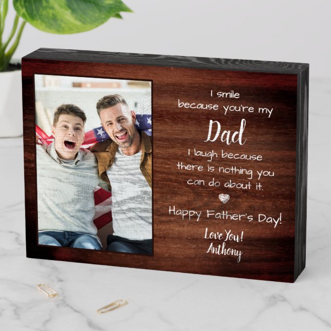 Rustic Funny Dad Poem Custom Photo Father's Day  Wooden Box Sign (In Situ Horizontal)
