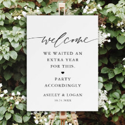 Rustic Funny Postponed Wedding Welcome Sign 