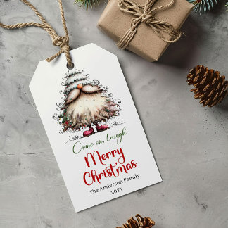Rustic funny Santa Christmas gift tag artwork