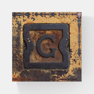 Rustic G Monogram with Bronze & Gold Accents Paperweight