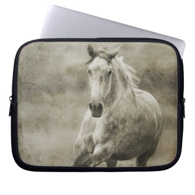 Rustic Galloping Andalusian Horse Laptop Sleeve (Front)