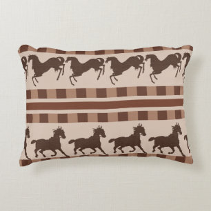 Rustic Galloping Horse Pattern Accent Pillow