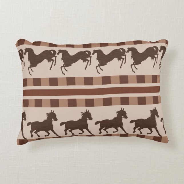 Rustic Galloping Horse Pattern Accent Pillow (Front)