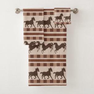 Rustic Galloping Horse Pattern Bath Towel Set