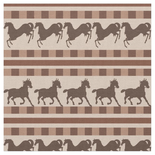 Rustic Galloping Horse Pattern Fabric (Close Up)