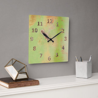Rustic Garage Workshop Green Metal Patina Weld Square Wall Clock