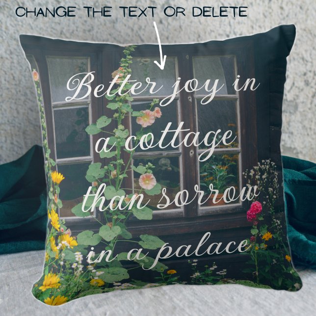 Rustic garden and a cozy cottage  throw pillow (Creator Uploaded)