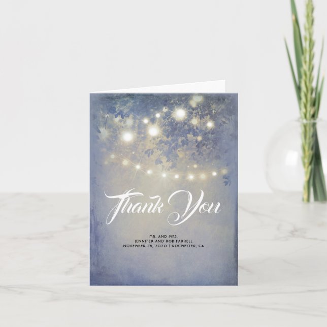 Rustic Garden Dusty Blue Wedding Thank You Card (Front)