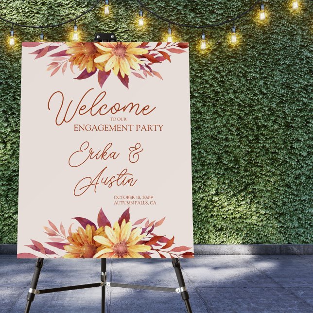 Rustic Garden Floral Terracotta Engagement Welcome Foam Board (Creator Uploaded)