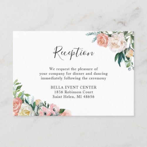 Rustic Garden Floral Wedding Details Reception Enclosure Card