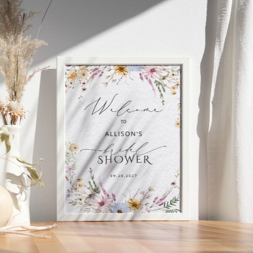 Rustic Garden Flowers Bridal Shower Welcome Poster