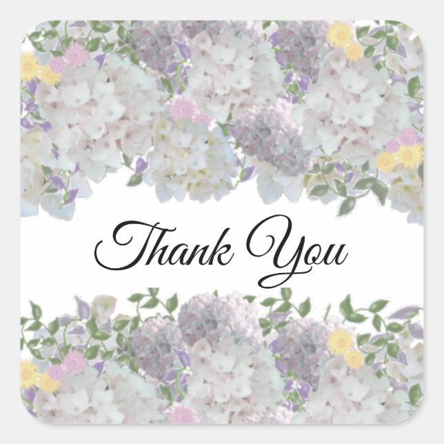 Rustic Garden Flowers Thank You Round Sticker (Front)