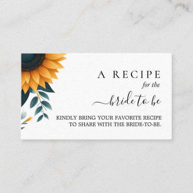 Rustic Garden Greenery Sunflower Bridal Shower Enclosure Card (Front)
