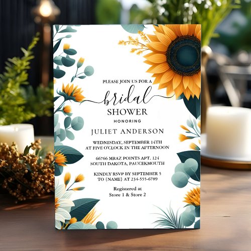 Rustic Garden Greenery Sunflower Bridal Shower Invitation