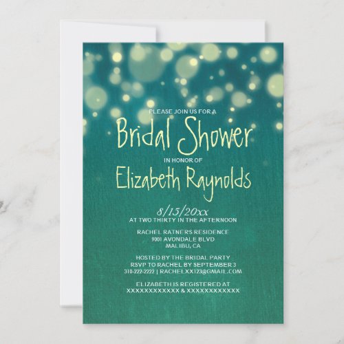 Rustic Garden Light Bridal Shower Invitations