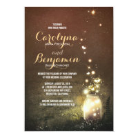 Rustic Garden Lights - Fireflies Mason Jar Wedding Card