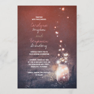 Rustic Garden Lights - Fireflies Mason Jar Wedding Invitation