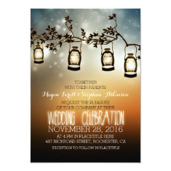 rustic garden lights - lanterns wedding invitation 5