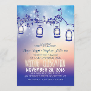rustic garden lights - lanterns wedding invitation