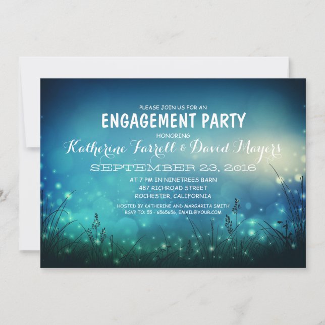 Rustic Garden Lights Romantic Engagement Party Invitation (Front)